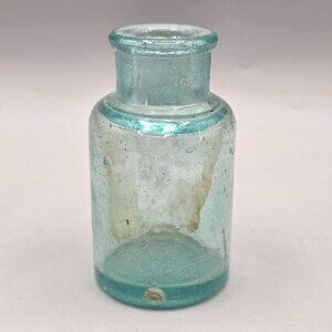 Antique Aqua Blue Glass Apothecary Bottle 4 Inch Tall